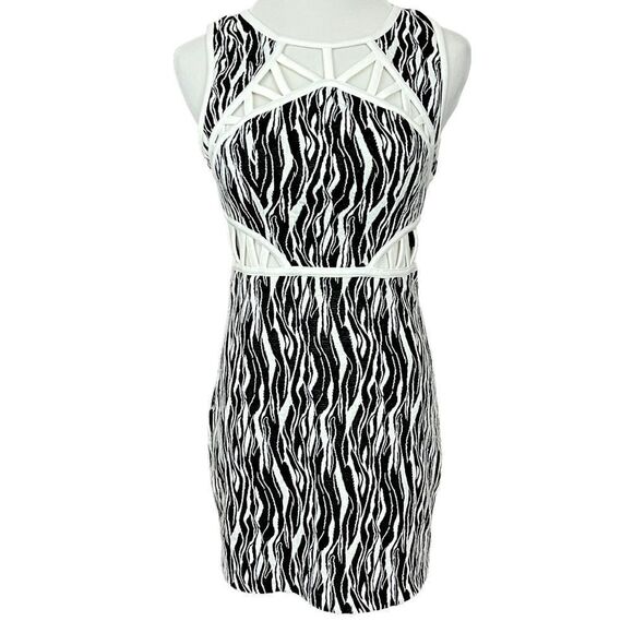 Ark & Co Black and White Bodycon Cutout Dress S - Picture 1 of 6